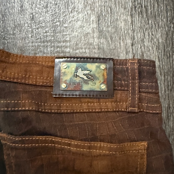 Etro Milano Brown Reptile Print Skinny Jeans Size 31 - Picture 6 of 6